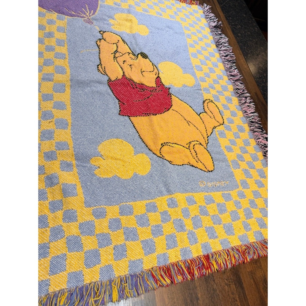 Vintage Disney Winnie the Pooh Character tapestry throw blanket approx. 32X42 in